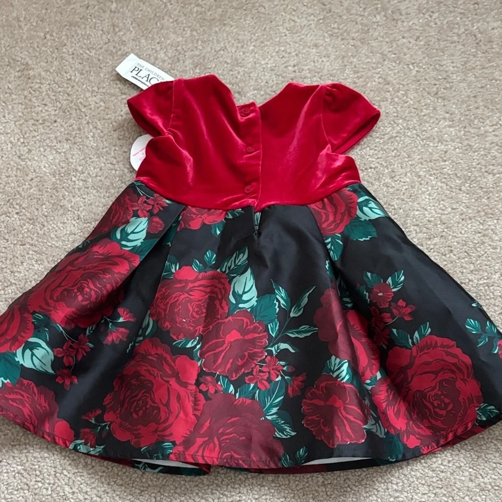 The Children’s Place Red and Black Floral Dress NWT size 12-18 months
